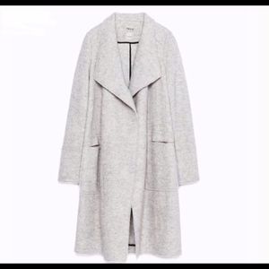 Zara Trafaluc Lapel Waterfall Grey Wool Coat EUC